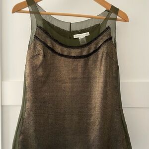 Charlotte Ronson Olive Green Silk Top